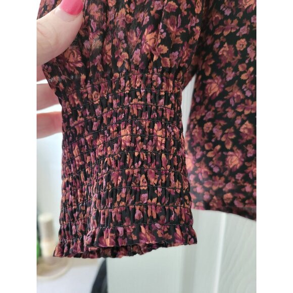 Madewell Georgette black Orchid floral Top boho top size Medium dark Academia - Picture 5 of 10